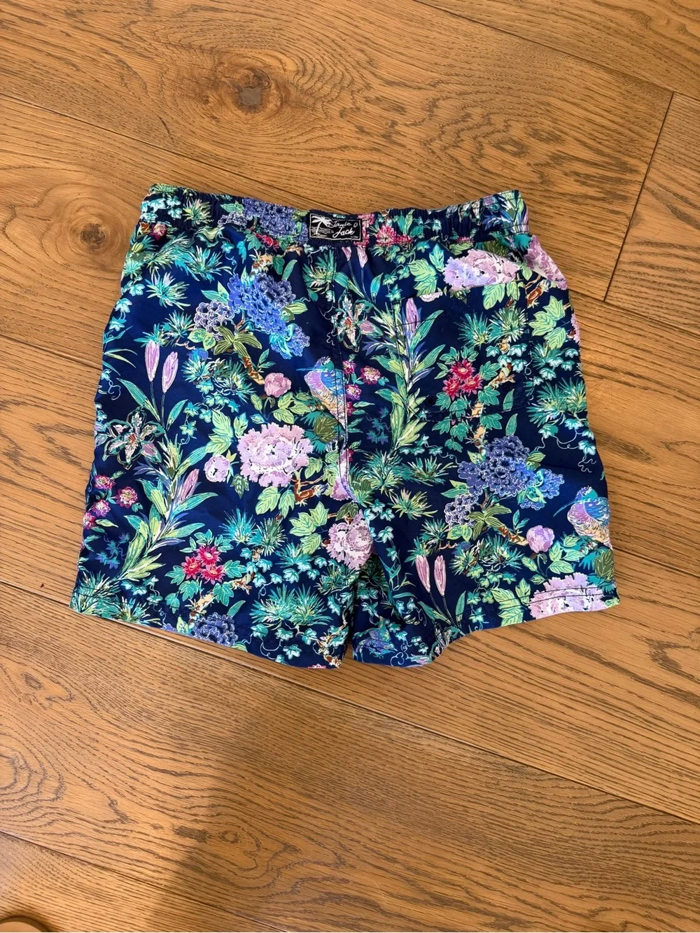 Janie and Jack Navy Floral Drawcord Athletic Shorts